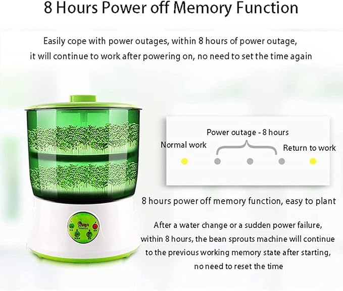 Automatic Sprouter Bean Growing Machine 2 Layers Large Capacity Seed Germination Kit Seed Germination Machine with PTC Heating