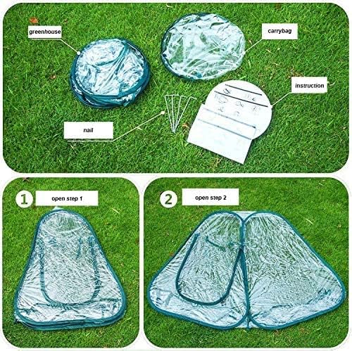 Porayhut Pop Up Greenhouse CoverPack of 3 PcsFlower House Mini Gardening Plant Flower Sunshine Room RoomBackyard PVC Greenhouse Cover for Cold Frost Protector Gardening Plants
