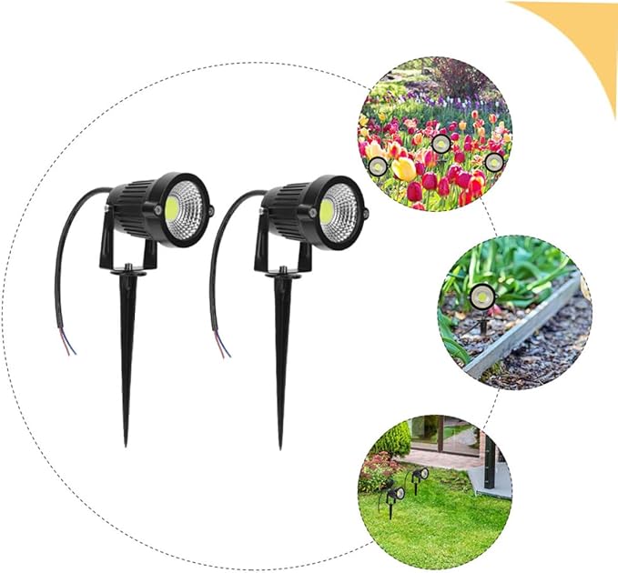 Homoyoyo 2pcs Cob Outdoor Spotlights Led Lawn Lights for Garden and Decoration Landscape Lighting Simple Installation Rated for Weather Use