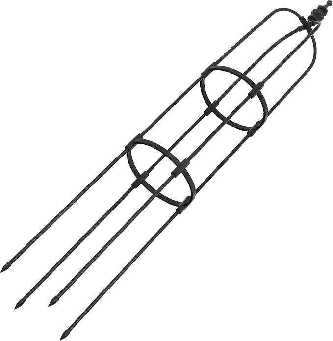 Toyvian Outdoor 8mm Metal Obelisk Trellis Plant Support for Climbing Vines 120cm Tall Black Garden Climbing Frame for Potted Flowers and Fruit Plants