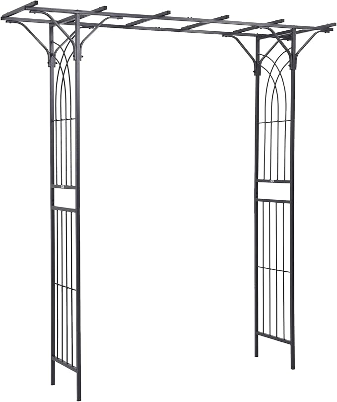 82'' Decorative Metal Garden Trellis Arch with Durable Steel Tubing &amp Elegant Scrollwork Perfect for Weddings Outdoor Events Garden Decor