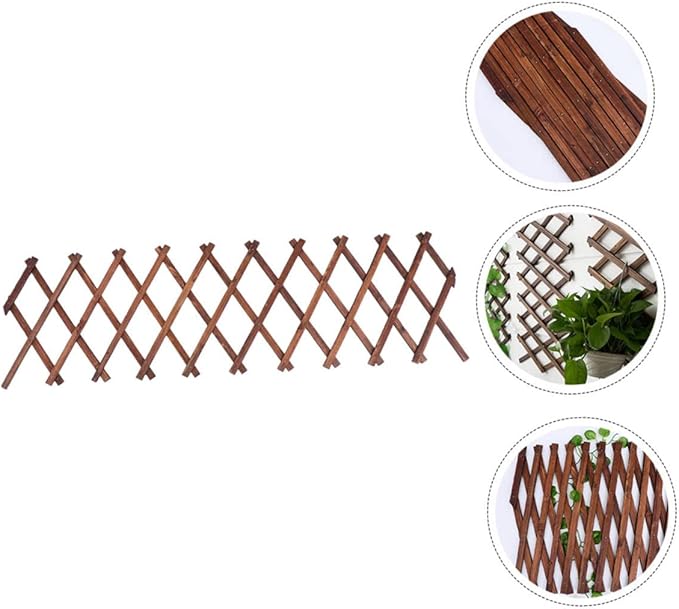 Totority Wooden Climbing Plant Support Carbonized Garden Trellis Expandable Willow Fencing Outdoor Plant Climb Support
