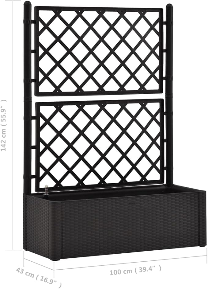 Garden Raised Bed PlanterGarden BedGalvanized Raised Garden BedPlanter Raised bedsGalvanized Planterwith Trellis and Self Watering System Anthracite