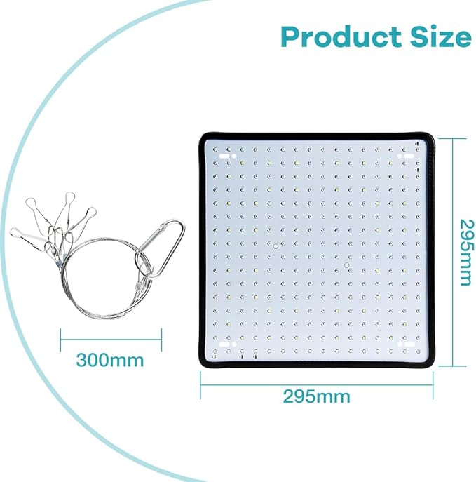 4Pack 2000W LED Grow Light256Leds Fill Light Ultra-Thin Panel for Indoor Plants Full Spectrum for Under Cabinet Plants Grow Lamp with Dimmable Lights Levels for Plants Growing US Plug with Hook
