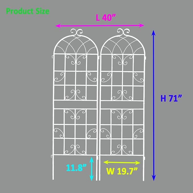 2 Pack Metal Garden Trellis 71 x 19.7 Rust-Resistant Trellis for Climbing Plants Outdoor Flower Support Cream White