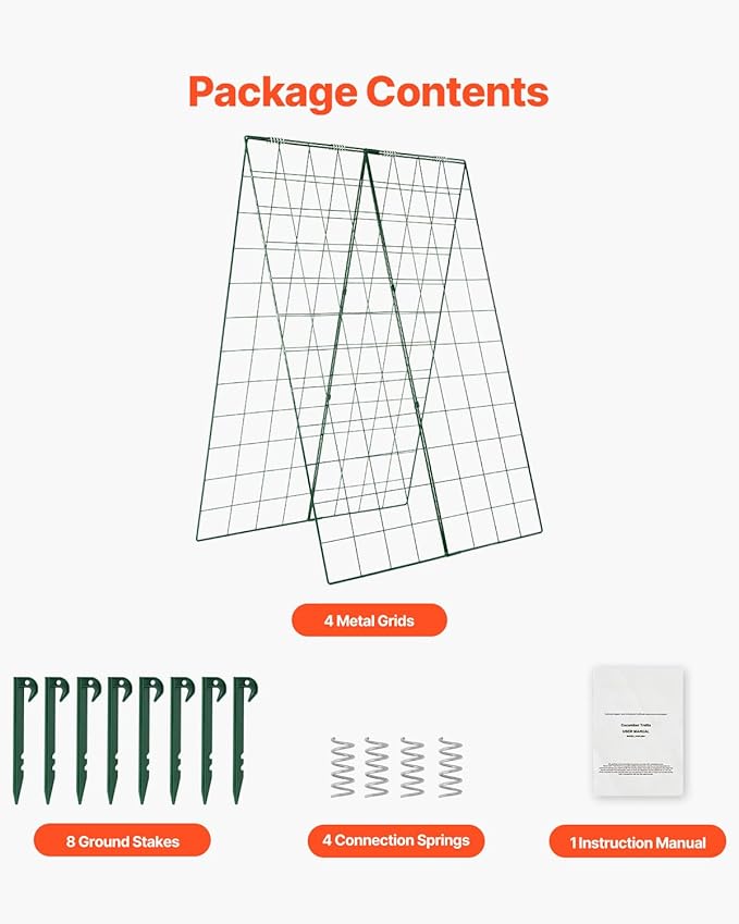 Happybuy Cucumber Trellis for Climbing Plants 46 x 32 Foldable Cucumber Trellis Set with Plant Clips Outdoor Plant Grow Support for Tomato Squash Vegetable