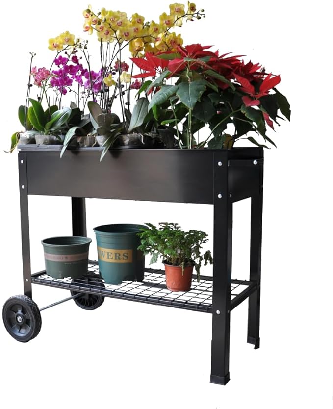 Heavy-Duty Elevated Metal Raised Garden Bed with Legs – Powder-Coated Steel Planter for Vegetables Herbs Flowers – Durable Outdoor Raised Garden Planter Box