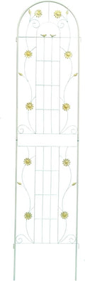 Metal Garden Trellis for Climbing Plants (2-Pack) – 86.7'' Tall x 19.7'' Wide Rustproof Design with Decorative Bird+Flower Accents | Perfect for Cucumbers Beans Vegetable Support (Cream White)