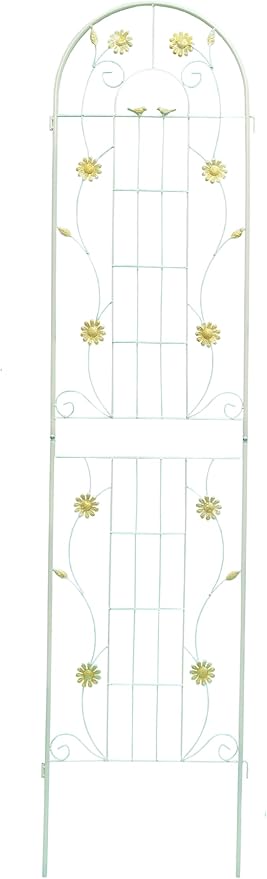 4 Pack Metal Garden Trellis 86.7 Tall Cream White Plant Support Rustproof Climbing Trellis for Vegetables &amp Flowers 19.7 Wide Easy Assembly (Cream White)