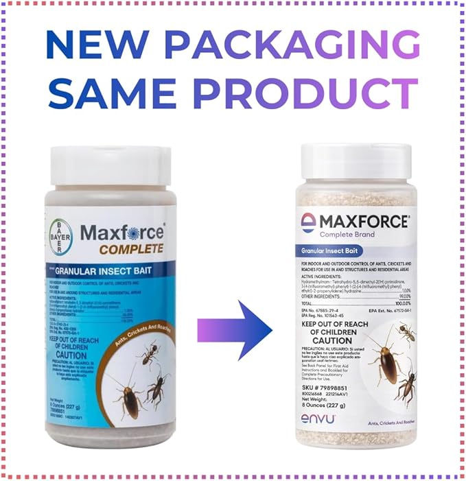 Max Force Complete (8 oz) Granular Insect Bait: Superior Pest Control for Ants Cockroaches and More
