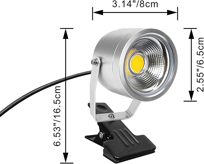 Kiven IP65 Waterproof LED Landscape Clamp Light LED Decorative Spotlight Lamp with Plug-in Cord and Timer for Indoor Outdoor Yard Step Statue LED Lawn Light - Sliver (10W Cool White)