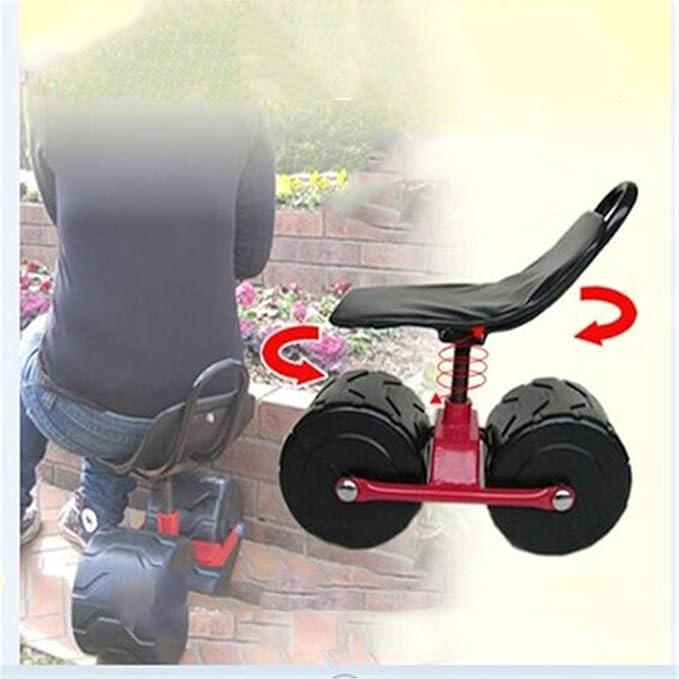 Garden Rolling Work Seat Adjustable Height 360 Degree Swivel Gardening Seat on Wheel Swivel Weeding Stool Outdoor Lawn Care ?Picking Planting