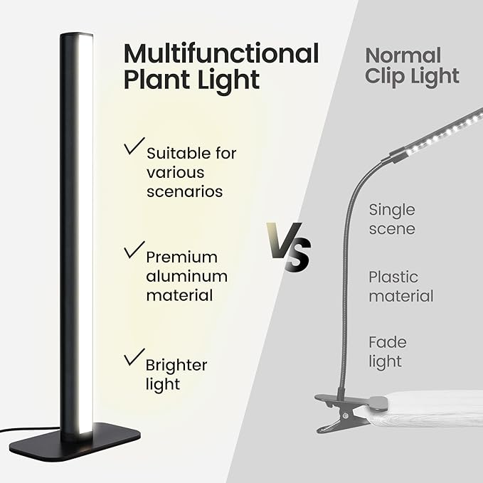 Grow Lights for Indoor Plants20W 169 LED Full Spectrum with Timer Hanging Plant Growing Light with Dimmable On/Off Switch16.8in Height Standing Vertical Lamp for Seed Starting Growth