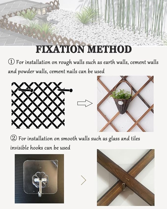 LTSRLL Expanding Wooden Trellis 44cm X 23cm ~ 300cm X 120cm Riveted Garden Trellis Fence Panels Vegetable Fruit Vines Support Structure for Terrace Yard Wall Decoration(H150)