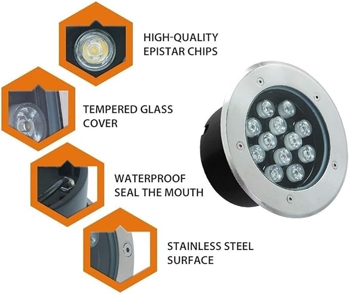 Underground Light LED - LED Beam Spotlight Tempered Glass Outdoor Landscape Lighting Underground Garden Light IP67 Waterproof Garden Path Terrace Recessed SpWarm White 24W