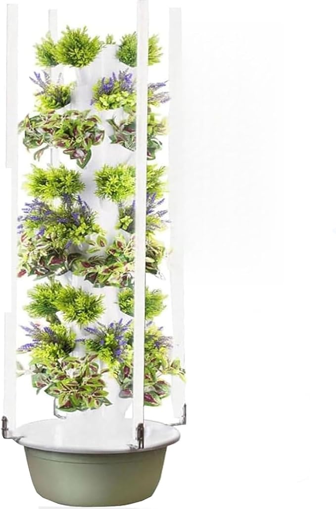 Outdoor Hydroponic Tower Hydroponics Growing System Kit with LED Grow Lights Indoor Vertical Tower System Kit for Green Vegetables and Fruits for Herbs Fruits and Vegetables9Layers/36Pots
