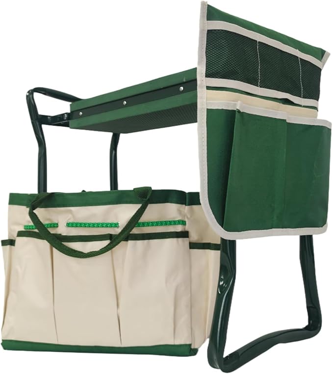 Garden Kneeler and Seat Heavy Duty - Foldable Kneeling Stool with Large Tool Pouch &amp Storage Bag Space-Saving Ideal Gift for Gardeners Seniors &amp Parents