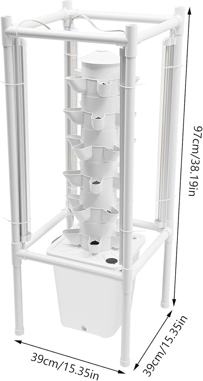 Hydroponics Growing System30 Pods Hydroponic Tower with Full-Spectrum Grow LightsIndoor Herb Garden with LED Grow LightHydroponics Growing System KitPlants Germination Kit for Indoor Herbs (White)