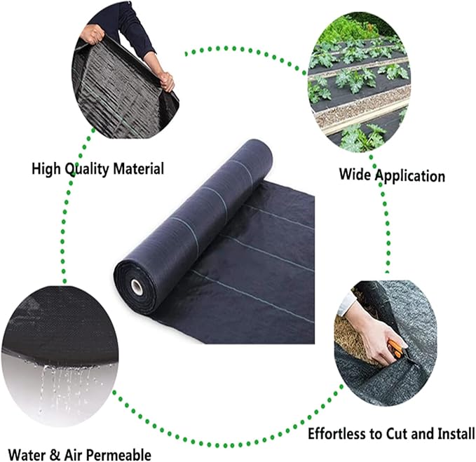 3FT*300FT Weed Barrier 3.2 oz Garden Ground Cover Fabric Heavy Duty Landscape Fabric Easy to Install for Gardening Tillage and Agriculture.