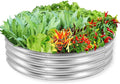 4 ft Galvanized Steel Round Raised Garden Bed Large Outdoor Metal Planter Box Big Flower Plant pots for Patio Backyard Porch Deck Planting Flowers Vegetables and Herbs (Silver 4 ft)