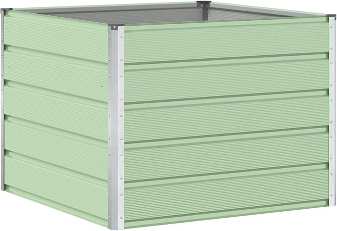 Outdoor Metal Raised Garden Bed Steel Planter Box for Gardening Vegetables Fruits Flowers Easy Assembly 39.37 x 39.37 x 29.53 in Green -574