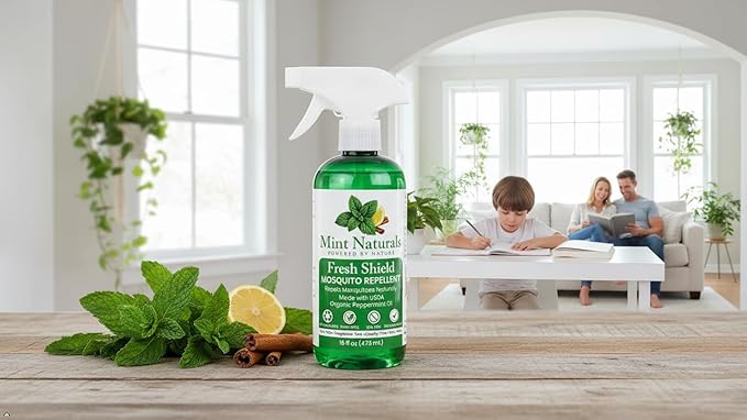 Natural Mosquito Repellent Spray – USDA Organic Peppermint Oil Formula that Helps Deter Mosquitoes 16 oz – Made in USA by Mint Naturals