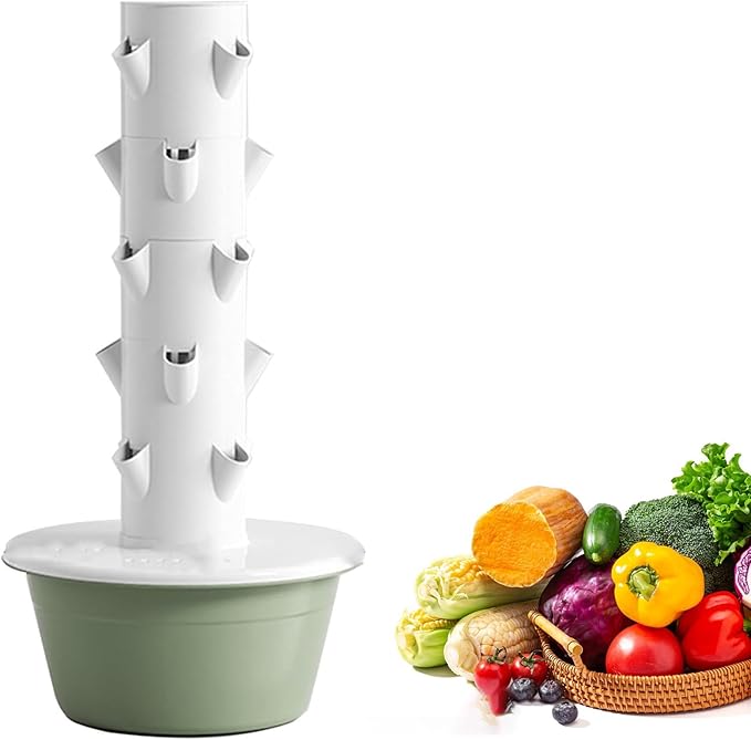 Hydroponics Growing System with LED Grow Lamp Adjustable Vertical Garden Tower for Indoor Smart Home Gardening