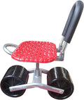 Rolling Garden Cart Work Seat Mobile Stool Bench with Height-Adjustable Swivel Seat 440-Pound Capacity for Outdoors Lawns and Yards(RedTwo Wheels)