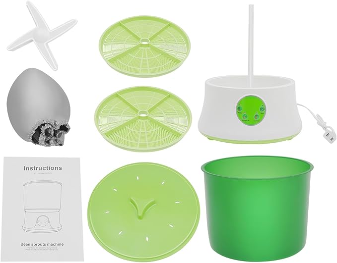 Automatic Bean Sprouts Machine - 2 Layers Seed Sprouter Intelligent Timer 3 Seasonal Modes for Home Use | Large Capacity for Soybean Mung Bean Red Bean Radish