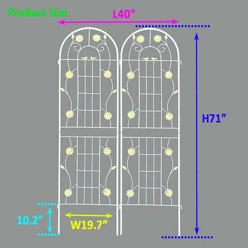 2/4 Pack Metal Garden Trellis for Climbing Plants Outdoor Flower Support Plant Trellis for Roses Vines Vegetables Patio Decor Practical(White2 Pack)