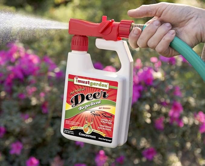 I Must Garden Deer Repellent Hose-End Concentrate: Spice Scent Deer Spray for Gardens Plants and Trees – 32oz Covers 10000 sq. ft.