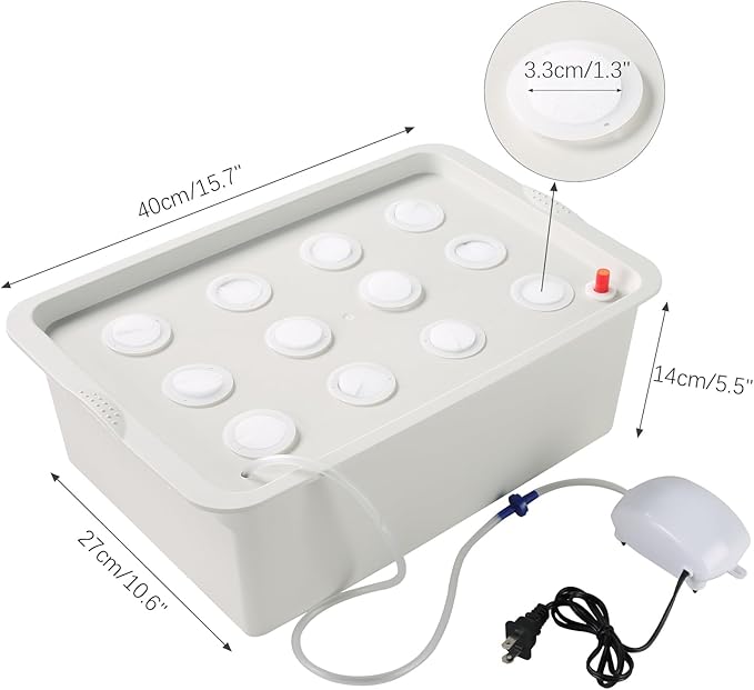 NATGAI Hydroponic System Growing Kit with Air Pump 12 Holes Soilless Cultivation Grow Box Garden Cabinet Box for Herbs Lettuce Vegetables