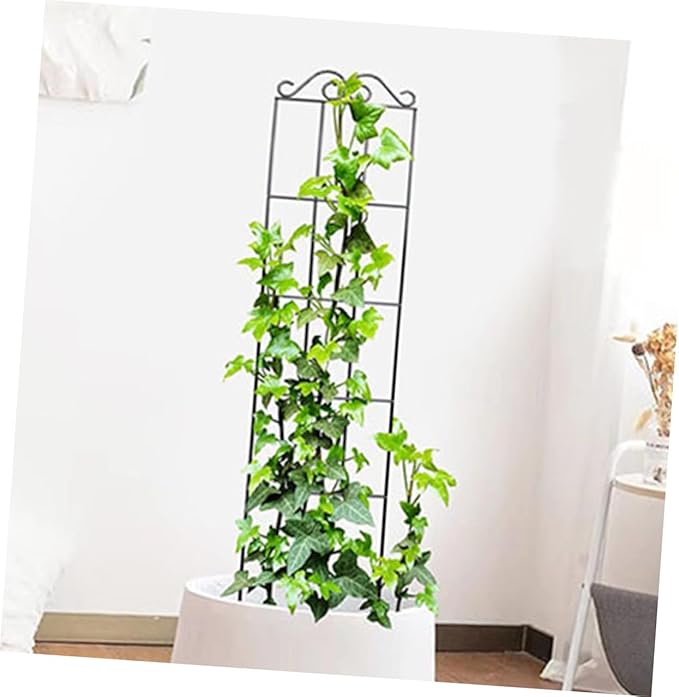 4pcs Metal Garden Trellis Plant Holder for Climbing Plants Indoor Outdoor 50x15cm Black Frame for Flower Pots and Vines