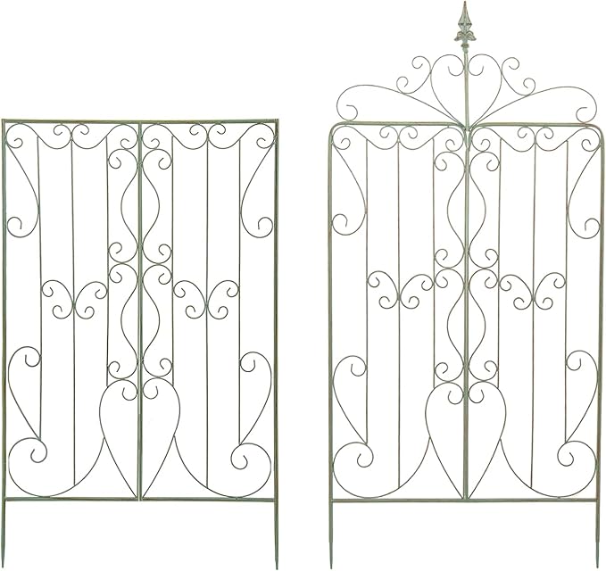 Sungmor 2 Pack Large Garden Trellis for Climbing Plants 92.5 Inch Tall Rustic Green Garden Metal Trellis Decorative Trellis for Outdoor Rose Vines Cucumbers Support Greenhouse Flowerbed Backyard