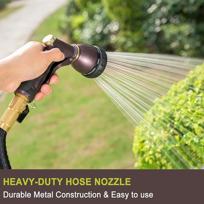 FANHAO Heavy Duty Garden Hose Nozzle 100% Metal Water Nozzle with 8 Adjustable Spray Patterns High Pressure Hose Sprayer with Non-Slip Grip for Watering Plants &amp Lawns Washing Cars &amp Pets -