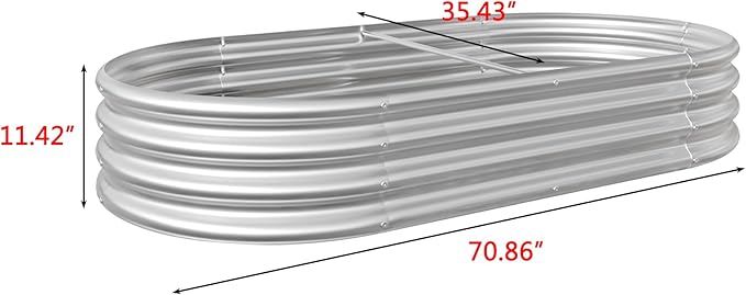 DSHADE Outdoor Raised Garden BedOval Large Galvanized Metal Raised Planter Bed Garden Bed Kit Anti Rust Garden Beds Large Metal Planter Box for for PlantsVegetablesFlowers (Silver)