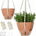 Self-Watering Hanging Planters for Indoor Plants Set 2-Piece Includes Plant Hanging Pot Drainage-Hole Hanging Pot and Hanging Basket Rack (Terracotta10 Inches)