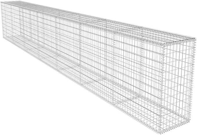 Gabion Wall with Cover Galvanized Steel 236.2x19.7x39.4 Gabion Raised Bed Gabion Cages Basket Steel Woven Gabion Net for Backyard Garden