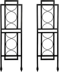 2 Pack 31.5'' Hx8'' W Black Metal Chic Garden Trellis for Climbing Plants - Outdoor Decorative Metal Flower Trellis - Black