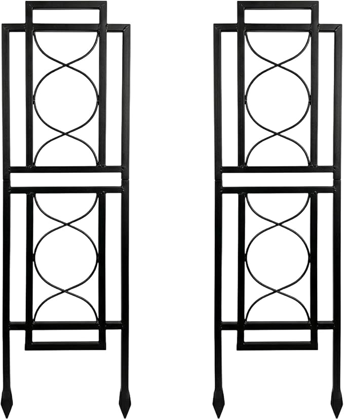 2 Pack 31.5'' Hx8'' W Black Metal Chic Garden Trellis for Climbing Plants - Outdoor Decorative Metal Flower Trellis - Black