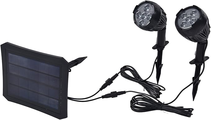 flexman 2Pcs Outdoor Solar Lights Energy Saving Simple Operation Spot Lights Outdoor Fully Enclosed Design Landscape Spotlights with Solar Panel for Outside Yard Pathway