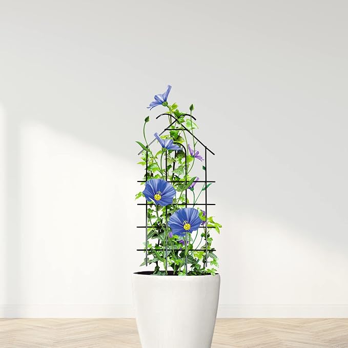 ARIFARO 40 Metal Garden Trellis for Climbing Plants 4 Pack Large Plant Trellis for Potted Plants Indoor Outdoor Black Garden Trellis for Vines Cucumbers Flowers 16.5 Wide