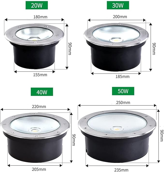 Outdoor Buried Lights - LED Landscape Lamps AC85-265V Round COB Recessed Ground Spotlight Spotlight Led Beam Light for Outdoor Garden Lawn Deck Lighting(Warm Light40W(AC85-265V))