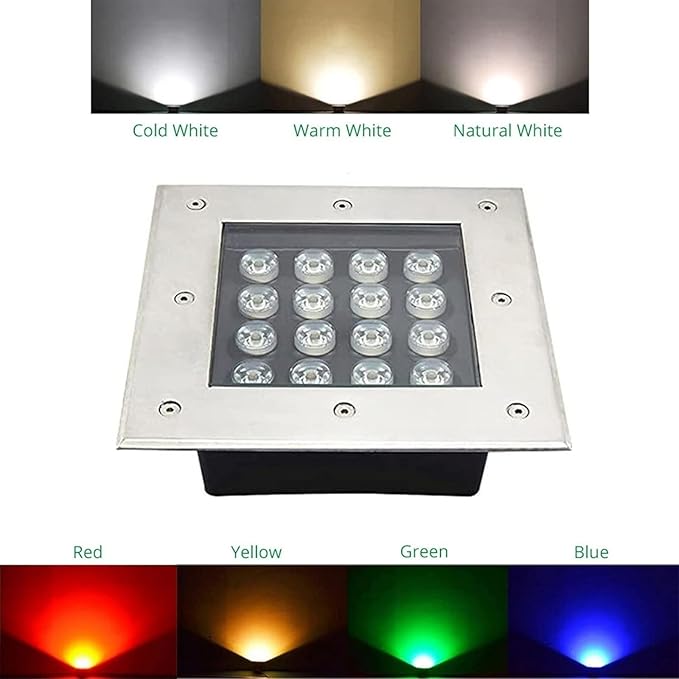 Outdoor Buried Lights - Ground LED Landscape Lamp Square Embedded LED Spotlight IP67 Waterproof Ground Lights for Terrace Courtyard Paths Sidewalks IlluminaGreen-36w