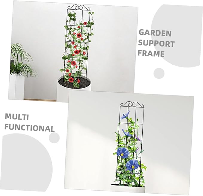 4pcs Metal Plant Support Frame Climbing Trellis for Garden and Potted Vines 50x15cm Black Vegetable and Flower Climbing Bracket for Home and Greenhouse Use