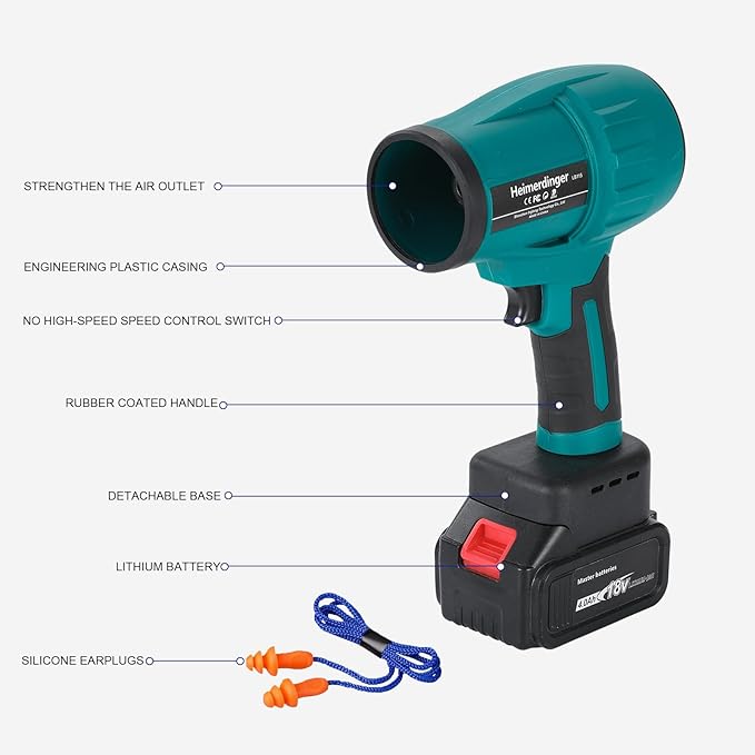Jet Dry Mini Blower Compatible with Makita 18V BatteryHandheld Brushless Air Blower (Blower with Battery)