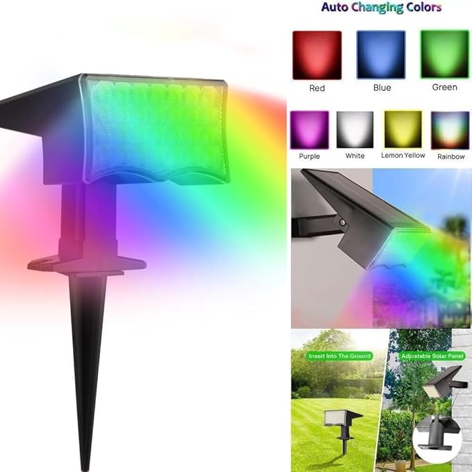 4Pcs RGB Solar Spot Lights Outdoor Garden28 LED 3 Modes IP65 Waterproof Garden Uplighters Solar PoweredAuto ON/Off Dusk Till Dawn Landscape Spotlights for YardDrivewayPathway(Sw2804-cct2PCS)