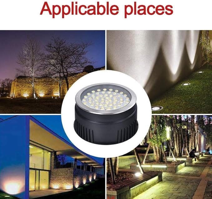 Outdoor Landscape Lights - LED Underground LightRound Recessed Spotlight IP65 Waterproof Tempered Glass Floor Light Garden Street Courtyard Ground DecorativeBlue-12W