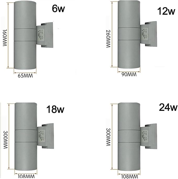 Double Head Up and Down Irradiation Outdoor Wall Washer Lights Spotlight Led Beam Light IP65 Waterproof Villa Courtyard Pillar Lamp 220V Exterior Landscape Lighting(Yellow24w)