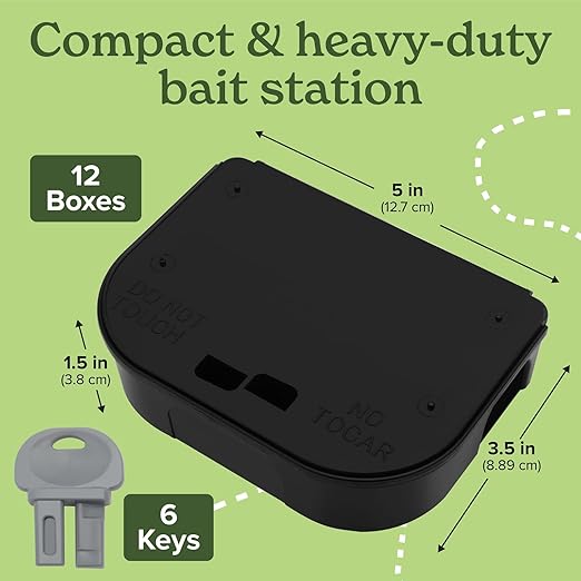 12-Pack Small Mouse Bait Stations with 6 Keys Used with Bait Blocks Discreet Mouse Bait Stations